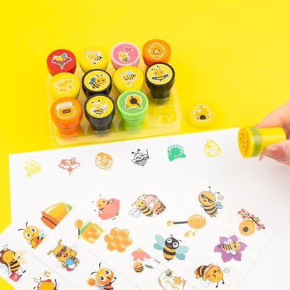 36PCS Bee Party Favors - 24 Temporary Tattoos & 12 Stamps - Honey Bee Themed Birthday Decorations, Goodie Bag Fillers, Classroom Rewards, Baby Shower Prizes for Boys & Girls Avelisse