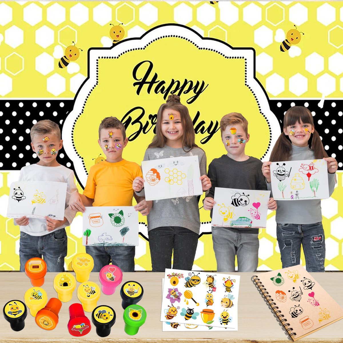 36PCS Bee Party Favors - 24 Temporary Tattoos & 12 Stamps - Honey Bee Themed Birthday Decorations, Goodie Bag Fillers, Classroom Rewards, Baby Shower Prizes for Boys & Girls Avelisse