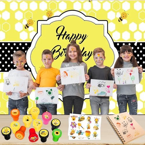 36PCS Bee Party Favors - 24 Temporary Tattoos & 12 Stamps - Honey Bee Themed Birthday Decorations, Goodie Bag Fillers, Classroom Rewards, Baby Shower Prizes for Boys & Girls Avelisse