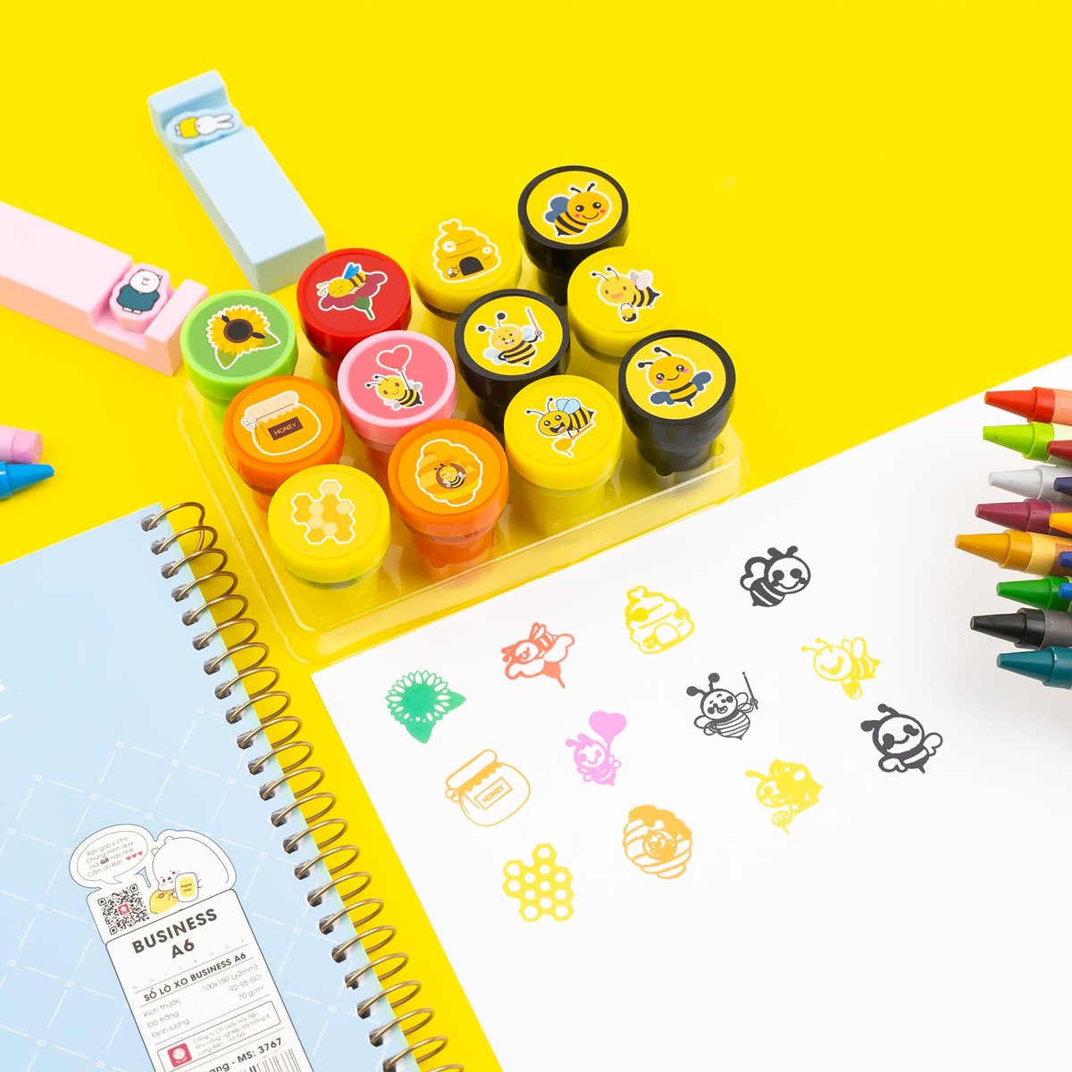 36PCS Bee Party Favors - 24 Temporary Tattoos & 12 Stamps - Honey Bee Themed Birthday Decorations, Goodie Bag Fillers, Classroom Rewards, Baby Shower Prizes for Boys & Girls Avelisse