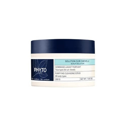 PHYTO Scalp Solutions Purifying Scrub - Exfoliating Sea Salt & Eucalyptus Deep Cleanse - Removes Buildup, Silicone & Sulfate-Free - For Oily Scalp - 7.05 oz
