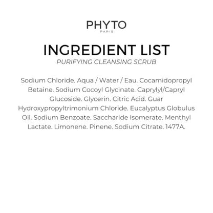 PHYTO Scalp Solutions Purifying Scrub - Exfoliating Sea Salt & Eucalyptus Deep Cleanse - Removes Buildup, Silicone & Sulfate-Free - For Oily Scalp - 7.05 oz