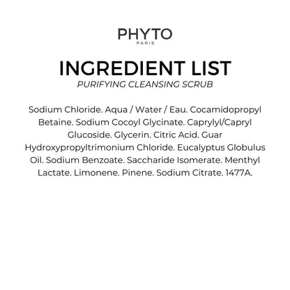 PHYTO Scalp Solutions Purifying Scrub - Exfoliating Sea Salt & Eucalyptus Deep Cleanse - Removes Buildup, Silicone & Sulfate-Free - For Oily Scalp - 7.05 oz