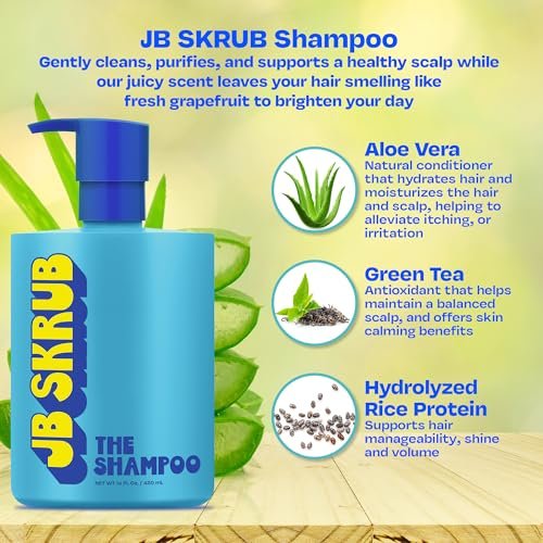 JB SKRUB Boys Shampoo for Kids, Tweens & Teens – Aloe Vera & Green Tea, Sulfate-Free, Paraben-Free, Citrus Scent, 14 oz BestDealFocus