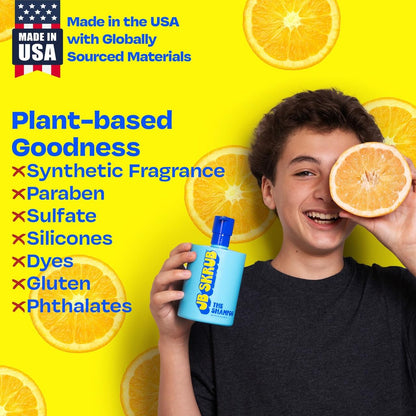 JB SKRUB Boys Shampoo for Kids, Tweens & Teens – Aloe Vera & Green Tea, Sulfate-Free, Paraben-Free, Citrus Scent, 14 oz BestDealFocus