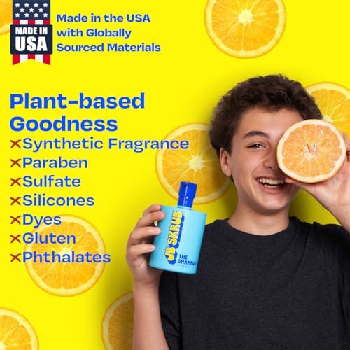 JB SKRUB Boys Shampoo for Kids, Tweens & Teens – Aloe Vera & Green Tea, Sulfate-Free, Paraben-Free, Citrus Scent, 14 oz BestDealFocus
