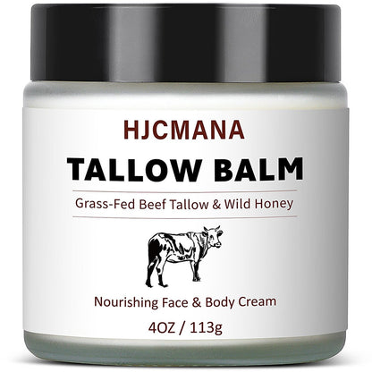 HJCMANA Beef Tallow for Skin 4 OZ - Natural Unscented Tallow and Honey Balm, Grass Fed Beef Tallow for Face and All Skin Types Avelisse