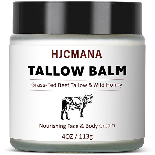 HJCMANA Beef Tallow for Skin 4 OZ - Natural Unscented Tallow and Honey Balm, Grass Fed Beef Tallow for Face and All Skin Types Avelisse