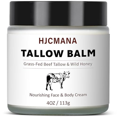 HJCMANA Beef Tallow for Skin 4 OZ - Natural Unscented Tallow and Honey Balm, Grass Fed Beef Tallow for Face and All Skin Types Avelisse
