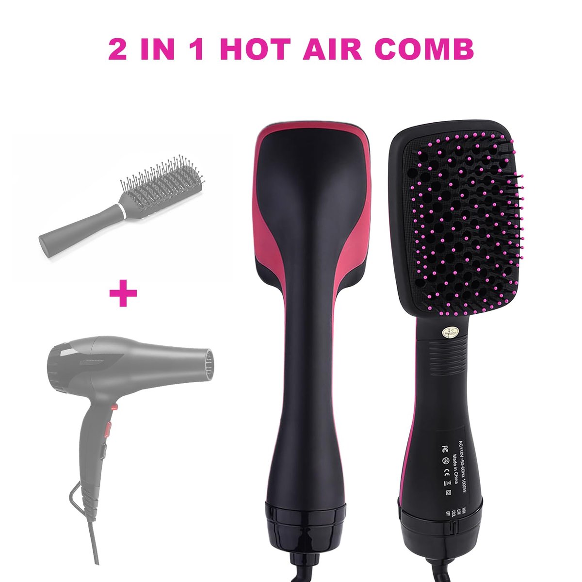 2 in 1 Hair Dryer & Styler – Negative Ion Hot Air Brush for Volumizing, Straightening & Drying Avelisse
