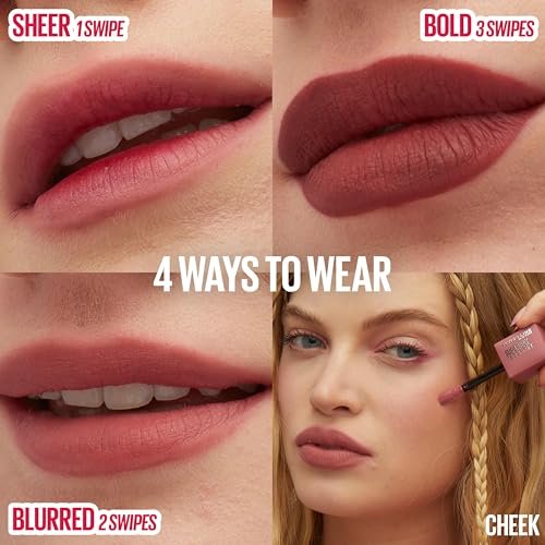 MAYBELLINE Super Stay Teddy Lip Tint - Long Lasting Matte Lipstick, Up to 12HR Wear, Skinnydip, 0.17 Fl Oz - görsel 8