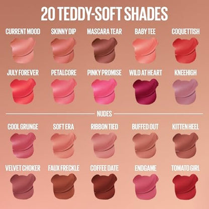MAYBELLINE Super Stay Teddy Lip Tint - Long Lasting Matte Lipstick, Up to 12HR Wear, Skinnydip, 0.17 Fl Oz