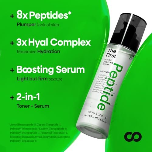 Nature Republic The First Peptide Boosting Serum – Niacinamide, Adenosine, Hydrating & Firming Facial Serum for Fine Lines & Pores, Korean Skincare, 150ml / 5.07 fl oz Avelisse
