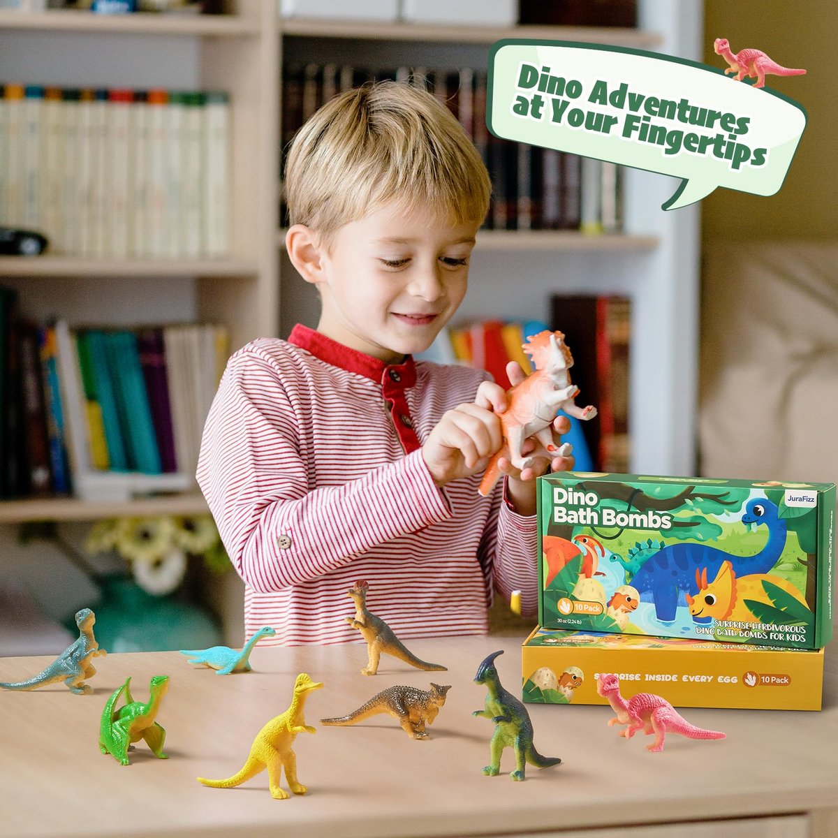 JuraFizz Dinosaur Bath Bombs for Kids with Surprise Inside, 20 Pack Natural Dino Egg Bath Bombs with Exclusive Carnivorous & Herbivorous Dinosaur Toys, Easter Basket Stuffers Easter Gifts for Boys, Girls Avelisse