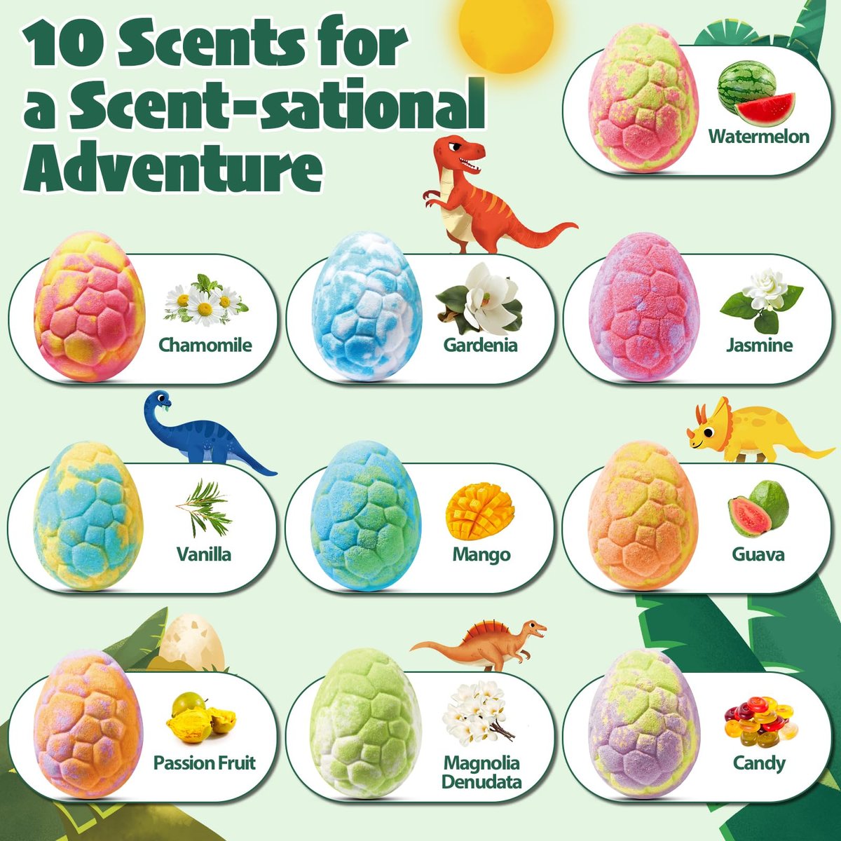 JuraFizz Dinosaur Bath Bombs for Kids with Surprise Inside, 20 Pack Natural Dino Egg Bath Bombs with Exclusive Carnivorous & Herbivorous Dinosaur Toys, Easter Basket Stuffers Easter Gifts for Boys, Girls Avelisse