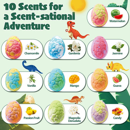 JuraFizz Dinosaur Bath Bombs for Kids with Surprise Inside, 20 Pack Natural Dino Egg Bath Bombs with Exclusive Carnivorous & Herbivorous Dinosaur Toys, Easter Basket Stuffers Easter Gifts for Boys, Girls Avelisse