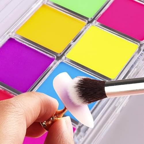 FSpronail Neon Nail Pigment Set 10 Colors - Solid Fluorescent Ombre Powder for Gradient Nail Art, Extra Fine Glitter, Summer Manicure Kit for Beginners with 5 Sponge Sticks & Brush - görsel 6