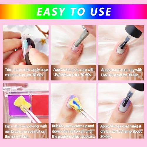 FSpronail Neon Nail Pigment Set 10 Colors - Solid Fluorescent Ombre Powder for Gradient Nail Art, Extra Fine Glitter, Summer Manicure Kit for Beginners with 5 Sponge Sticks & Brush - görsel 14