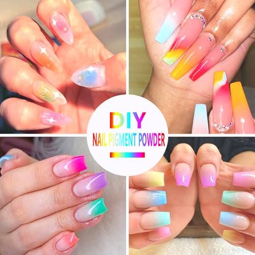 FSpronail Neon Nail Pigment Set 10 Colors - Solid Fluorescent Ombre Powder for Gradient Nail Art, Extra Fine Glitter, Summer Manicure Kit for Beginners with 5 Sponge Sticks & Brush - görsel 12