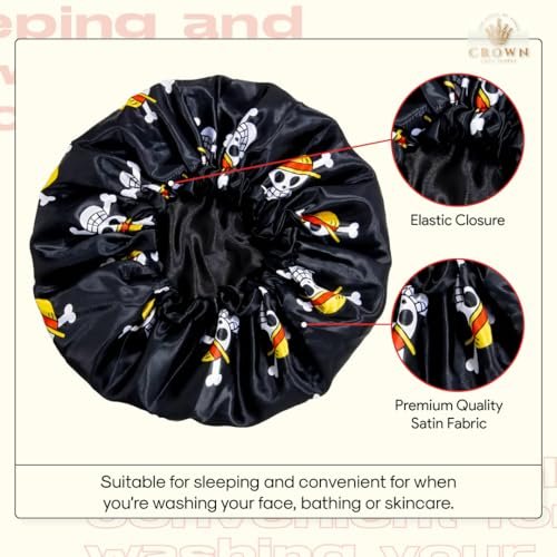 Silk Anime Bonnet for Sleeping – Adjustable Elastic Soft Band, One Size, Black - görsel 6