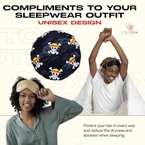 Silk Anime Bonnet for Sleeping – Adjustable Elastic Soft Band, One Size, Black - görsel 12