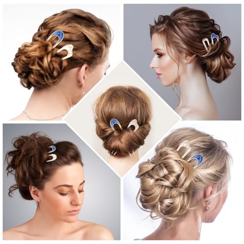 Nogeqi 6 Pcs Metal U Pins for Hair Bun - U Shaped Hair Pins French Twist Hair Pin, Vintage Hair Fork Pin for Women, Gold Silver Chignon Hair Pin for Thick Thin Hair Styles Accessories - görsel 4