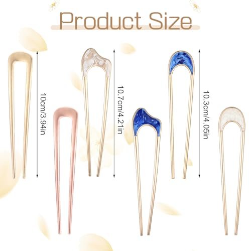 Nogeqi 6 Pcs Metal U Pins for Hair Bun - U Shaped Hair Pins French Twist Hair Pin, Vintage Hair Fork Pin for Women, Gold Silver Chignon Hair Pin for Thick Thin Hair Styles Accessories - görsel 6