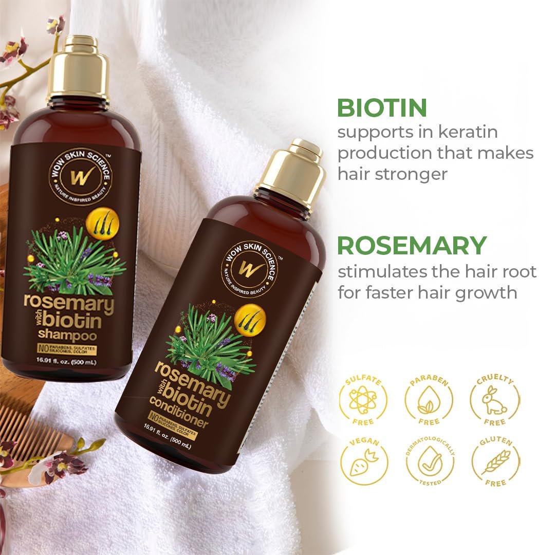 WOW Skin Science Rosemary with Biotin Shampoo & Conditioner Duo, 16.9 oz Each - görsel 7