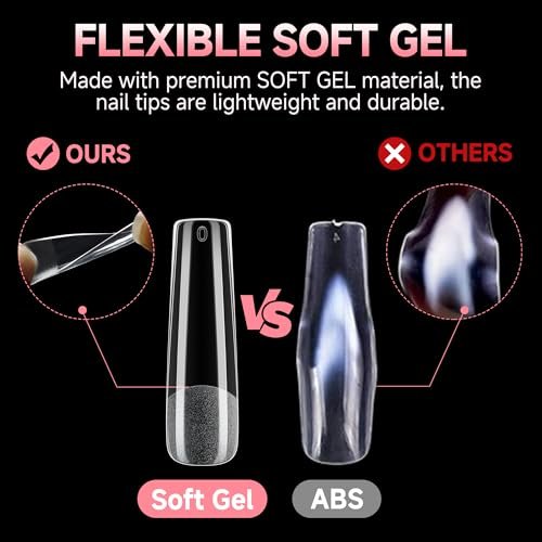 UNA GELLA Long Square Gel Nail Tips XXL - 120 Pcs Pre-Shaped Full Cover Tapered Square Straight Nail Tips for DIY Press On Nails, 12 Sizes, No Filing Needed - görsel 8