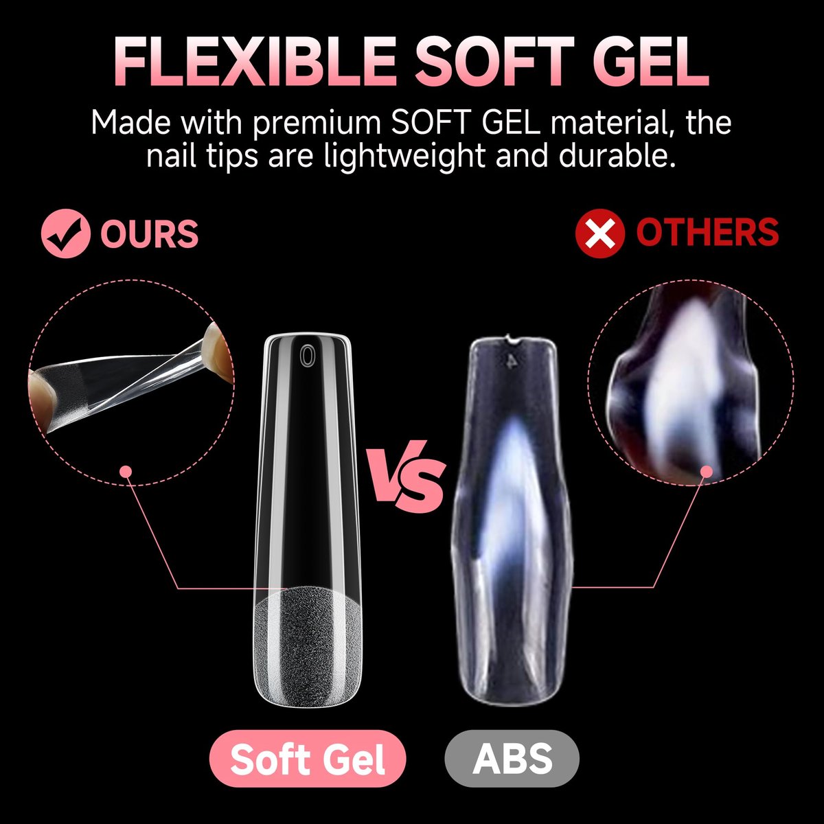 UNA GELLA Long Square Gel Nail Tips XXL - 120 Pcs Pre-Shaped Full Cover Tapered Square Straight Nail Tips for DIY Press On Nails, 12 Sizes, No Filing Needed - görsel 7