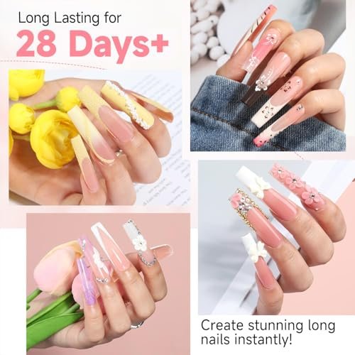 UNA GELLA Long Square Gel Nail Tips XXL - 120 Pcs Pre-Shaped Full Cover Tapered Square Straight Nail Tips for DIY Press On Nails, 12 Sizes, No Filing Needed - görsel 4