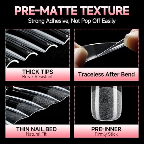 UNA GELLA Long Square Gel Nail Tips XXL - 120 Pcs Pre-Shaped Full Cover Tapered Square Straight Nail Tips for DIY Press On Nails, 12 Sizes, No Filing Needed - görsel 6