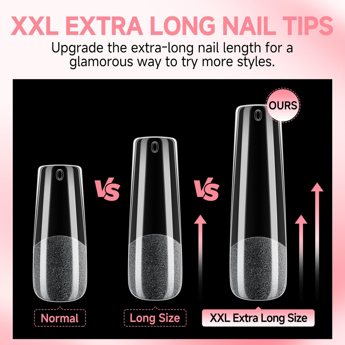 UNA GELLA Long Square Gel Nail Tips XXL - 120 Pcs Pre-Shaped Full Cover Tapered Square Straight Nail Tips for DIY Press On Nails, 12 Sizes, No Filing Needed - görsel 11