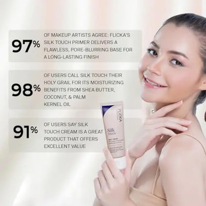 FLiCKA Silk Touch 3 in 1 Moisturizer and Primer for Face | Hydrating, Lightweight, Long-Lasting | Pore Minimizer | All Skin Types | Makeup Base | 60g | Cruelty-Free Avelisse