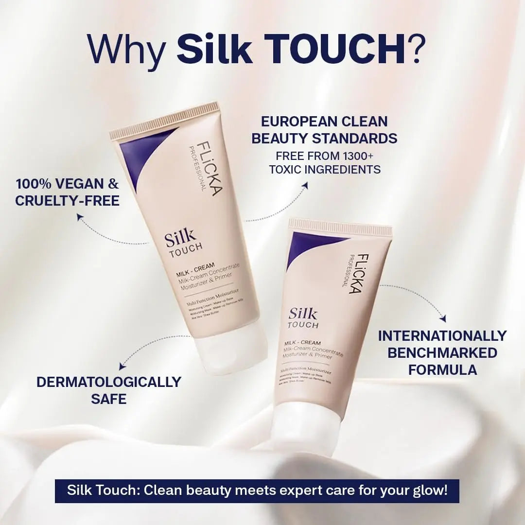 FLiCKA Silk Touch 3 in 1 Moisturizer and Primer for Face | Hydrating, Lightweight, Long-Lasting | Pore Minimizer | All Skin Types | Makeup Base | 60g | Cruelty-Free Avelisse