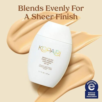 Kopari Bright as Day Sheer Mineral Sunscreen SPF 50 – 100% Mineral Face Sunscreen with Vitamin C & Niacinamide, Sheer Finish for All Skin Tones, 1.7 oz Avelisse