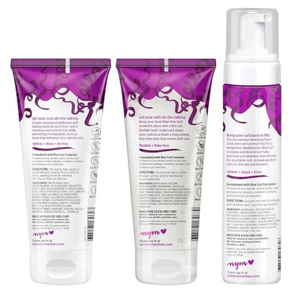 Not Your Mother's Curl Talk Frizz Control Sculpting Gel, Defining Cream & Refreshing Curl Foam (3-Pack) - Rice Curl Complex - For All Curly Hair Types Avelisse