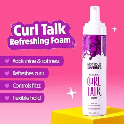 Not Your Mother's Curl Talk Frizz Control Sculpting Gel, Defining Cream & Refreshing Curl Foam (3-Pack) - Rice Curl Complex - For All Curly Hair Types Avelisse