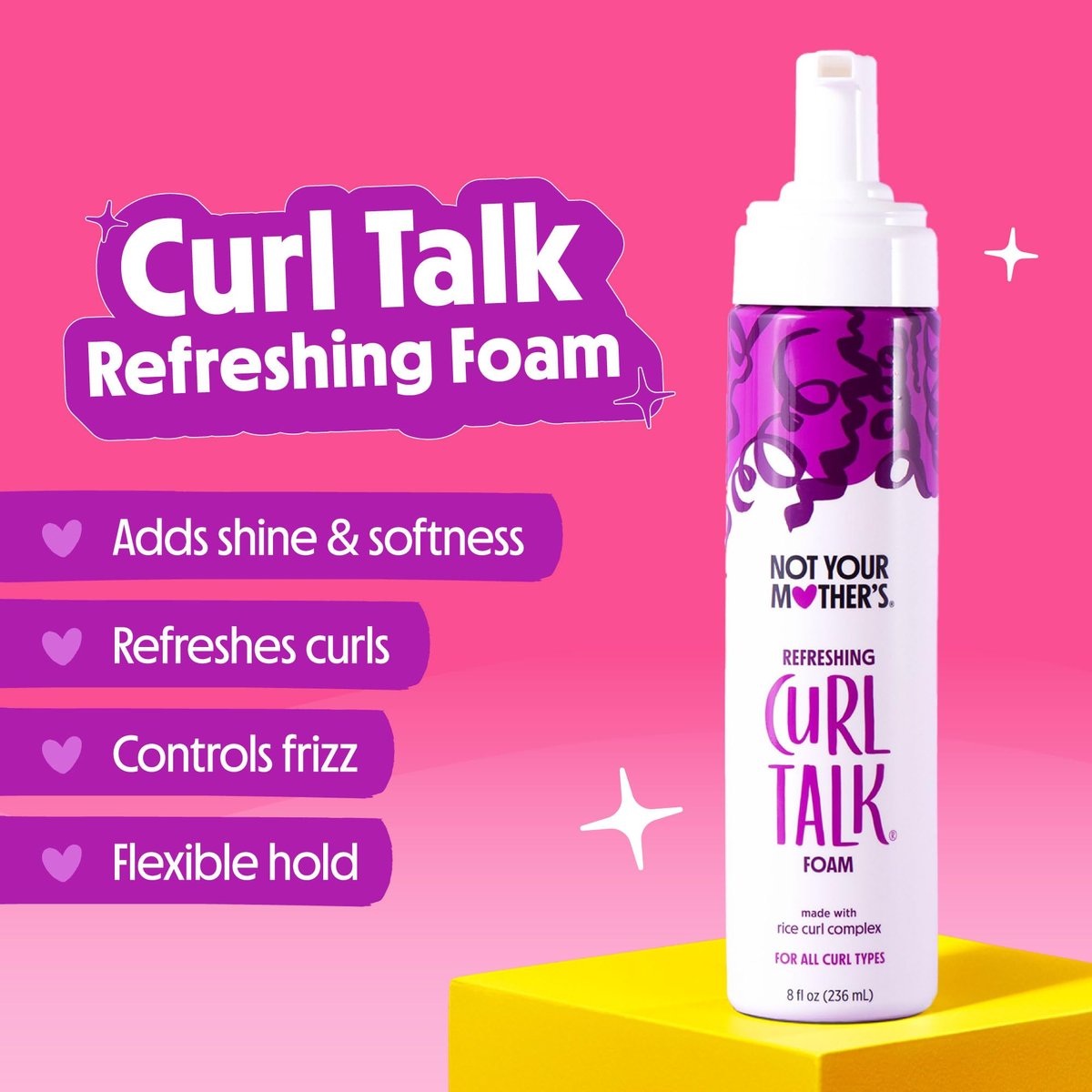 Not Your Mother's Curl Talk Frizz Control Sculpting Gel, Defining Cream & Refreshing Curl Foam (3-Pack) - Rice Curl Complex - For All Curly Hair Types Avelisse