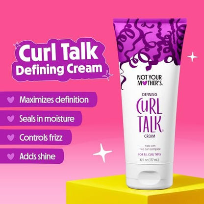 Not Your Mother's Curl Talk Frizz Control Sculpting Gel, Defining Cream & Refreshing Curl Foam (3-Pack) - Rice Curl Complex - For All Curly Hair Types Avelisse