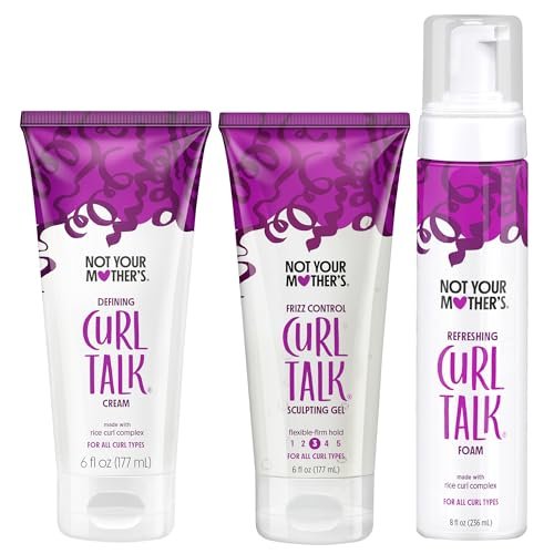 Not Your Mother's Curl Talk Frizz Control Sculpting Gel, Defining Cream & Refreshing Curl Foam (3-Pack) - Rice Curl Complex - For All Curly Hair Types Avelisse