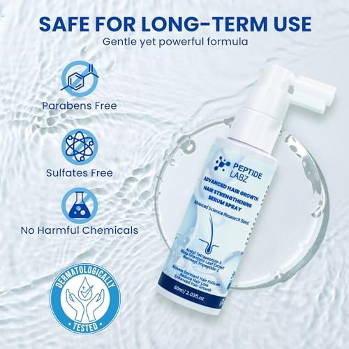 Peptide Hair Growth Serum Spray – Acetyl Tetrapeptide-3, Biotinoyl Tripeptide-1, Caffeine & Licorice Root Extract | 2 Fl Oz Avelisse