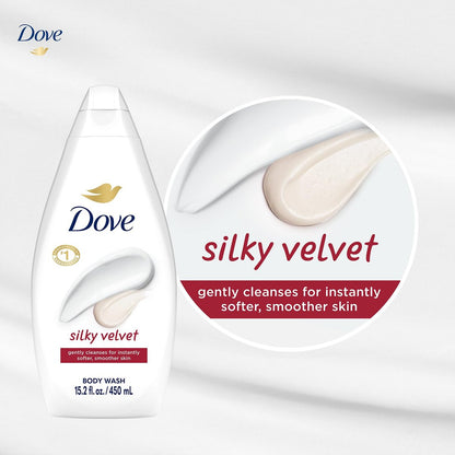 Dove Silky Velvet Body Wash 2-Pack - Luxurious Moisturizing Cleanser for Smooth, Soft Skin, 15.22 oz Each Avelisse