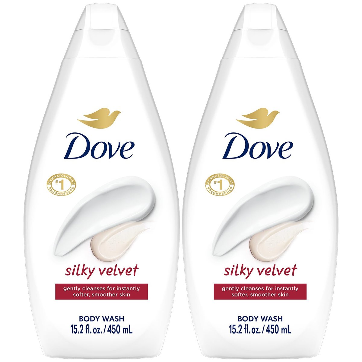 Dove Silky Velvet Body Wash 2-Pack - Luxurious Moisturizing Cleanser for Smooth, Soft Skin, 15.22 oz Each Avelisse