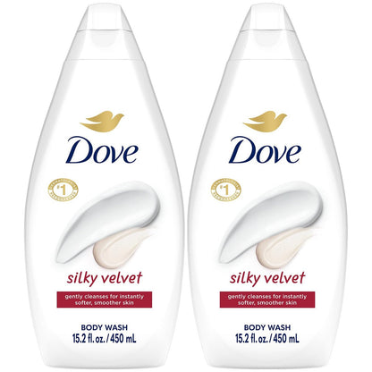Dove Silky Velvet Body Wash 2-Pack - Luxurious Moisturizing Cleanser for Smooth, Soft Skin, 15.22 oz Each Avelisse