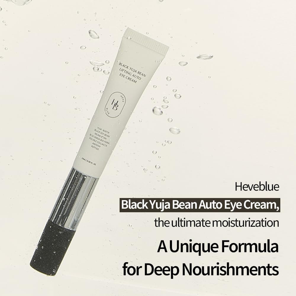 HEVEBLUE Black Yuja Bean Lifting Auto Eye Cream – Vibrating Eye Massager for Wrinkles, Sensitive Skin, Vegan, Hypoallergenic Korean Skincare Avelisse