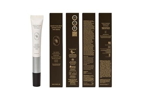 HEVEBLUE Black Yuja Bean Lifting Auto Eye Cream – Vibrating Eye Massager for Wrinkles, Sensitive Skin, Vegan, Hypoallergenic Korean Skincare Avelisse