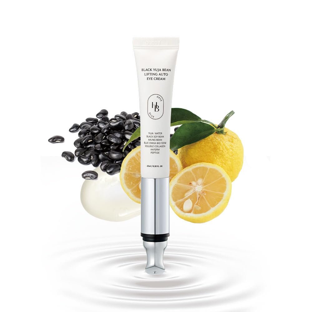 HEVEBLUE Black Yuja Bean Lifting Auto Eye Cream – Vibrating Eye Massager for Wrinkles, Sensitive Skin, Vegan, Hypoallergenic Korean Skincare Avelisse
