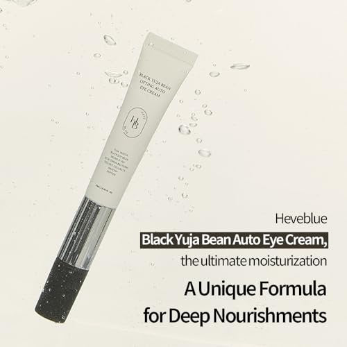 HEVEBLUE Black Yuja Bean Lifting Auto Eye Cream – Vibrating Eye Massager for Wrinkles, Sensitive Skin, Vegan, Hypoallergenic Korean Skincare Avelisse