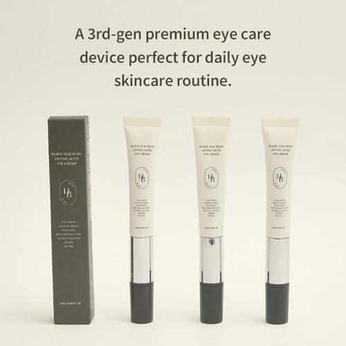 HEVEBLUE Black Yuja Bean Lifting Auto Eye Cream – Vibrating Eye Massager for Wrinkles, Sensitive Skin, Vegan, Hypoallergenic Korean Skincare Avelisse